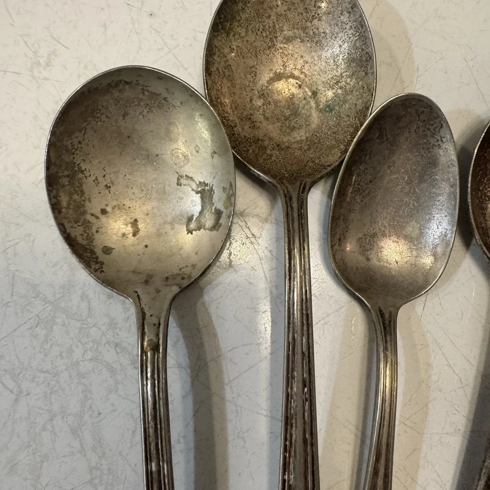 Antique Silverplate Silverware Mixed Flatware Lot 6 Pieces Spoons Forks Set Old‎